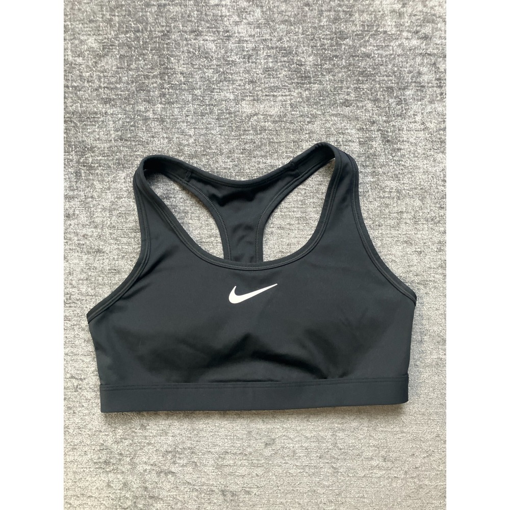 Nike Swoosh Dri Fit Sports Bra Women Small Black Running Racerback Gym Training